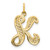 14KY Polished Script Filigree Letter K Initial Pendant