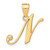 14KY Script Letter N Initial Pendant with Diamond