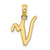 14KY Script Letter V Initial Pendant - K6-316022B5-2171