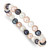 8-9mm White, Peach and Black Near-Round Freshwater Cultured Pearl Stretch Bracelet