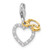 Amore La Vita Sterling Silver Rhodium and Gold-plated Baby Feet Inside Heart with CZ Charm with Fancy Lobster Clasp