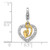 Amore La Vita Sterling Silver Rhodium and Gold-plated Baby Feet Inside Heart with CZ Charm with Fancy Lobster Clasp