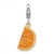 Amore La Vita Sterling Silver Rhodium and Gold-plated Yellow Enameled Orange Slice with White Crystal Charm with Fancy Lobster Clasp