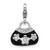 Amore La Vita Sterling Silver Rhodium-plated 3-D Black Enameled Purse with Flowers and White Crystal On Bag Charm with Fancy Lobster Clap