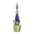 Amore La Vita Sterling Silver Rhodium-plated 3-D Purple Enameled Hyacinth Flower in Green and Yellow Enameled Flower Pot Charm with Fancy Lobster Clasp