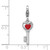 Amore La Vita Sterling Silver Rhodium-plated 3-D Red Enameled Heart Key and CZ Charm with Fancy Lobster Clasp