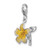 Amore La Vita Sterling Silver Rhodium-plated 3-D Yellow Enameled Plumeria Flower Charm with Fancy Lobster Clasp