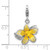 Amore La Vita Sterling Silver Rhodium-plated 3-D Yellow Enameled Plumeria Flower Charm with Fancy Lobster Clasp