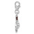 Amore La Vita Sterling Silver Rhodium-plated Brown Enameled GOLF with Golf Club and Ball with White Crystal Charm with Fancy Lobster Clasp