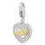 Amore La Vita Sterling Silver Rhodium-plated Gold-plated Polished CZ MOM Heart Charm with Fancy Lobster Clasp