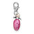 Amore La Vita Sterling Silver Rhodium-plated Magenta Enameled Perfume Bottle and Freshwater Cultured Pearl Charm with Fancy Lobster Clasp