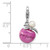 Amore La Vita Sterling Silver Rhodium-plated Magenta Enameled Perfume Bottle and Freshwater Cultured Pearl Charm with Fancy Lobster Clasp
