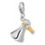 Amore La Vita Sterling Silver Rhodium-plated Megaphone with Yellow Enameled Handle Charm with Fancy Lobster Clasp