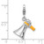 Amore La Vita Sterling Silver Rhodium-plated Megaphone with Yellow Enameled Handle Charm with Fancy Lobster Clasp