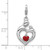 Amore La Vita Sterling Silver Rhodium-plated Mother and Baby Making Heart Shape Holding a Red Enameled Dangle Heart Charm with Fancy Lobster Clasp