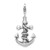 Amore La Vita Sterling Silver Rhodium-plated Polished 3-D Antiqued Anchor and Rope Charm with Fancy Lobster Clasp