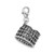 Amore La Vita Sterling Silver Rhodium-plated Polished 3-D Antiqued Coliseum Charm with Fancy Lobster Clasp