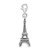 Amore La Vita Sterling Silver Rhodium-plated Polished 3-D Antiqued Eiffel Tower Charm with Fancy Lobster Clasp