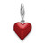 Amore La Vita Sterling Silver Rhodium-plated Polished 3-D CZ and Red Enameled Reversible Heart Charm with Fancy Lobster Clasp