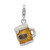 Amore La Vita Sterling Silver Rhodium-plated Polished 3-D Enameled BEER Mug Charm with Fancy Lobster Clasp