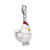 Amore La Vita Sterling Silver Rhodium-plated Polished 3-D Enameled Chicken Charm with Fancy Lobster Clasp