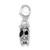 Amore La Vita Sterling Silver Rhodium-plated Polished 3-D Enameled Cow Charm with Fancy Lobster Clasp