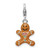 Amore La Vita Sterling Silver Rhodium-plated Polished 3-D Enameled Gingerbread Cookie Charm with Fancy Lobster Clasp