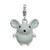 Amore La Vita Sterling Silver Rhodium-plated Polished 3-D Enameled Grey Mouse Charm with Fancy Lobster Clasp
