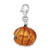 Amore La Vita Sterling Silver Rhodium-plated Polished 3-D Enameled Jack o Lantern Charm with Fancy Lobster Clasp