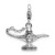 Amore La Vita Sterling Silver Rhodium-plated Polished 3-D Enameled Magic Lamp Charm with Fancy Lobster Clasp