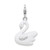 Amore La Vita Sterling Silver Rhodium-plated Polished 3-D Enameled Swan Charm with Fancy Lobster Clasp