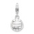 Amore La Vita Sterling Silver Rhodium-plated Polished 3-D Enameled Volleyball Charm with Fancy Lobster Clasp