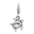 Amore La Vita Sterling Silver Rhodium-plated Polished 3-D Green Crystal Turtle Charm with Fancy Lobster Clasp