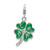 Amore La Vita Sterling Silver Rhodium-plated Polished 3-D Green Enameled 4 Leaf Clover and Clear Crystal LOVE Charm with Fancy Lobster Clasp