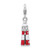 Amore La Vita Sterling Silver Rhodium-plated Polished 3-D Red Enameled Crystal Lighthouse Charm with Fancy Lobster Clasp