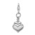 Amore La Vita Sterling Silver Rhodium-plated Polished 3-D Red Enameled Double Heart Charm with Fancy Lobster Clasp