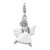 Amore La Vita Sterling Silver Rhodium-plated Polished 3-D White Enameled Crystal Angel Charm with Fancy Lobster Clasp