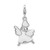 Amore La Vita Sterling Silver Rhodium-plated Polished 3-D White Enameled Crystal Angel Charm with Fancy Lobster Clasp