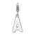 Amore La Vita Sterling Silver Rhodium-plated Polished CZ Letter A Initial Charm with Fancy Lobster Clasp - QC-56BEF20E-6453