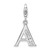 Amore La Vita Sterling Silver Rhodium-plated Polished CZ Letter A Initial Charm with Fancy Lobster Clasp - QC-EF692477-7488