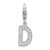 Amore La Vita Sterling Silver Rhodium-plated Polished CZ Letter D Initial Charm with Fancy Lobster Clasp - QC-05F0305B-9057