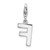 Amore La Vita Sterling Silver Rhodium-plated Polished CZ Letter F Initial Charm with Fancy Lobster Clasp - QC-997EEE5B-2886