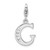 Amore La Vita Sterling Silver Rhodium-plated Polished CZ Letter G Initial Charm with Fancy Lobster Clasp - QC-10AB9141-5264