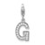 Amore La Vita Sterling Silver Rhodium-plated Polished CZ Letter G Initial Charm with Fancy Lobster Clasp - QC-ADFC47BA-6673
