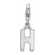 Amore La Vita Sterling Silver Rhodium-plated Polished CZ Letter H Initial Charm with Fancy Lobster Clasp - QC-AD99E1EA-2005