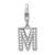 Amore La Vita Sterling Silver Rhodium-plated Polished CZ Letter M Initial Charm with Fancy Lobster Clasp - QC-9B8BA3AB-1212