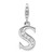 Amore La Vita Sterling Silver Rhodium-plated Polished CZ Letter S Initial Charm with Fancy Lobster Clasp - QC-C09E6AB8-8911