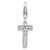 Amore La Vita Sterling Silver Rhodium-plated Polished CZ Letter T Initial Charm with Fancy Lobster Clasp - QC-1367F368-9313