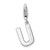 Amore La Vita Sterling Silver Rhodium-plated Polished CZ Letter U Initial Charm with Fancy Lobster Clasp - QC-544AD0B2-6635