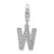 Amore La Vita Sterling Silver Rhodium-plated Polished CZ Letter W Initial Charm with Fancy Lobster Clasp - QC-D803ADA8-3393